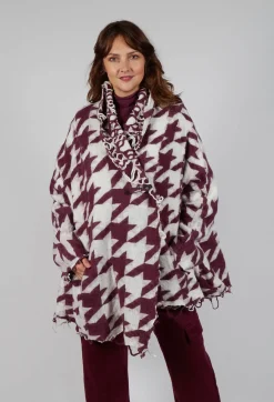 Rundholz Mainline Cardigans^Raw Edge Cardigan in Merlot Bone Jacquard
