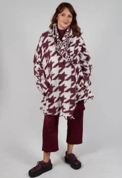 Rundholz Mainline Cardigans^Raw Edge Cardigan in Merlot Bone Jacquard