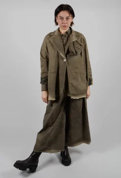 Sanctamuerte Jackets^Raw Edge Jacket in Over Gabardina and Raso di Viscosa Green Tuscany