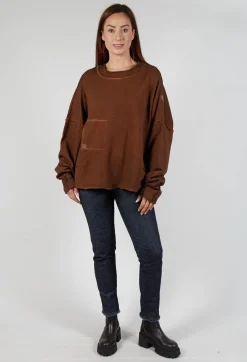Umit Unal Tops^Raw Edged Stitch Top in Original Brown