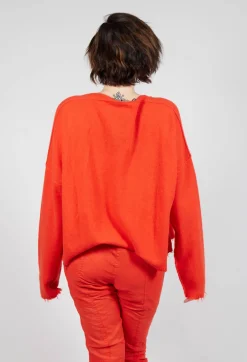 Rundholz Dip Jumpers^Raw Hem Boat Neckline Jumper in Mandarine