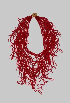Narratives Necklaces^Red Coral Beaded Necklace