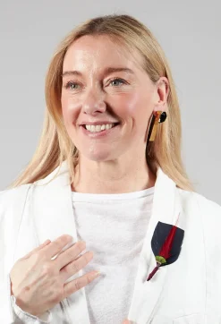 Umit Unal Brooches^Red Feature Feather Pin in Original Black