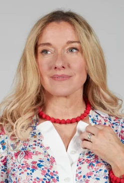 Narratives Necklaces^Red Springwire Woven Ball Necklace
