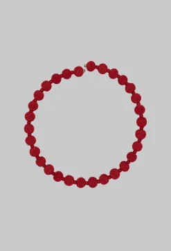 Narratives Necklaces^Red Springwire Woven Ball Necklace