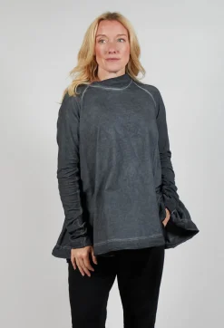 Rundholz Mainline Tops^Relaxed Cross Neck Top in Slate Cloud