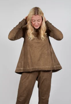 Rundholz Mainline Tops^Relaxed Cross Neck Top in Camel Cloud