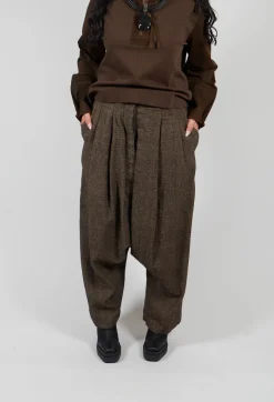 Rundholz Mainline Trousers^Relaxed Drop Crotch Trousers in Camel Check