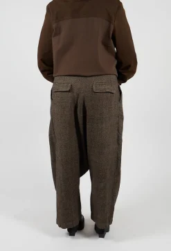 Rundholz Mainline Trousers^Relaxed Drop Crotch Trousers in Camel Check