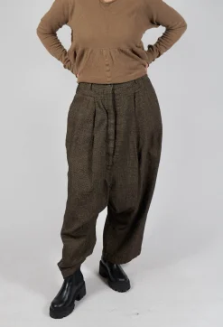 Rundholz Mainline Trousers^Relaxed Drop Crotch Trousers in Camel Check