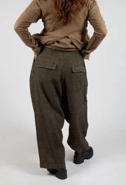 Rundholz Mainline Trousers^Relaxed Drop Crotch Trousers in Camel Check