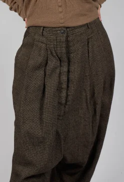 Rundholz Mainline Trousers^Relaxed Drop Crotch Trousers in Camel Check