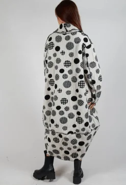 Bread and Butter Coats^Relaxed Fit Coat in White with Black Pois