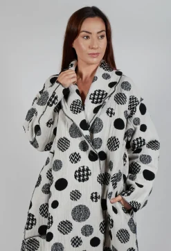 Bread and Butter Coats^Relaxed Fit Coat in White with Black Pois