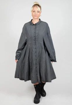 Rundholz Dip Dresses^Relaxed Fit Shirt Dress in Coal Cloud
