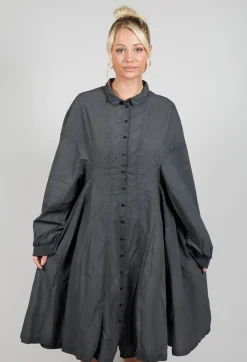 Rundholz Dip Dresses^Relaxed Fit Shirt Dress in Coal Cloud