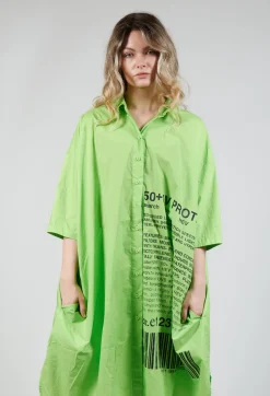 Rundholz Black Label Dresses^Relaxed Fit Shirt Dress with Lettering Motif in Lime Print