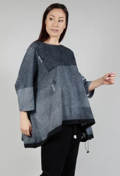 Rundholz Black Label Tops^Relaxed Fit T Shirt with Drawstring Hem in Black Print