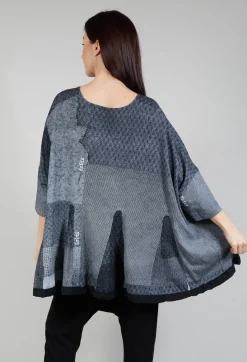 Rundholz Black Label Tops^Relaxed Fit T Shirt with Drawstring Hem in Black Print