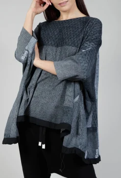 Rundholz Black Label Tops^Relaxed Fit T Shirt with Drawstring Hem in Black Print