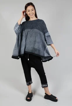 Rundholz Black Label Tops^Relaxed Fit T Shirt with Drawstring Hem in Black Print