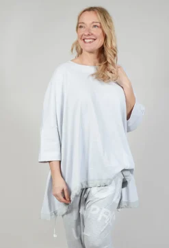 Rundholz Black Label Tops^Relaxed Fit T Shirt with Drawstring Hem in Grey Print