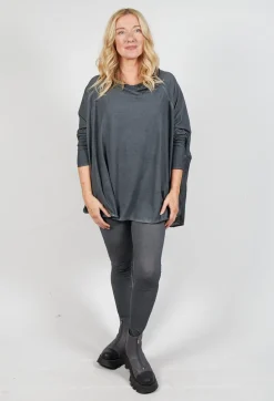 Rundholz Mainline Tops^Relaxed Open Roll Neck Top in Slate Cloud