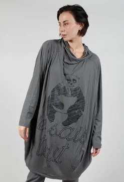 Rundholz Black Label Dresses^Relaxed Tunic Dress with Motif in Rock Shiny Print