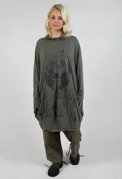 Rundholz Black Label Dresses^Relaxed Tunic Dress with Motif in Camp Shiny Print