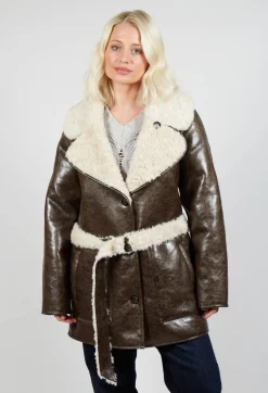 Urban Code Jackets^Reversible Faux Fur and Suede Jacket in Khaki Crackle