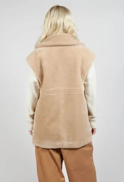 Urban Code Jackets^Reversible Gillet with Contrasting Faux Fur and Suede in Camel and Cream
