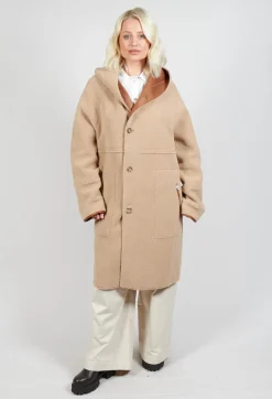 Urban Code Coats^Reversible Long Faux Fur and Suede Coat in Tan and Biscuit