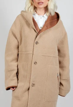 Urban Code Coats^Reversible Long Faux Fur and Suede Coat in Tan and Biscuit
