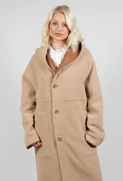 Urban Code Coats^Reversible Long Faux Fur and Suede Coat in Tan and Biscuit