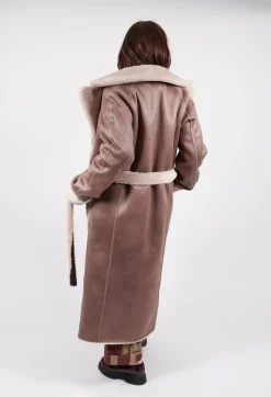 Urban Code Coats^Reversible Longline Faux Fur Coat in Taupe