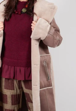 Urban Code Coats^Reversible Longline Faux Fur Coat in Taupe