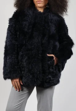 Dom Goor Coats^Reversible Shearling Coat with Fur Lining in Night Sky Navy