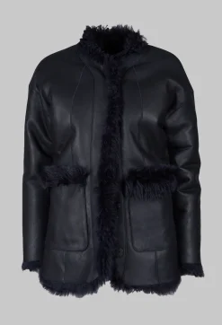 Dom Goor Coats^Reversible Shearling Coat with Fur Lining in Night Sky Navy