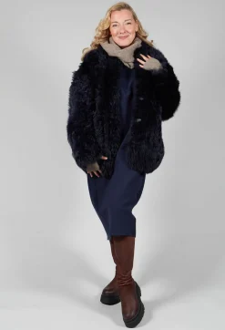 Dom Goor Coats^Reversible Shearling Coat with Fur Lining in Night Sky Navy