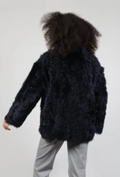 Dom Goor Coats^Reversible Shearling Coat with Fur Lining in Night Sky Navy