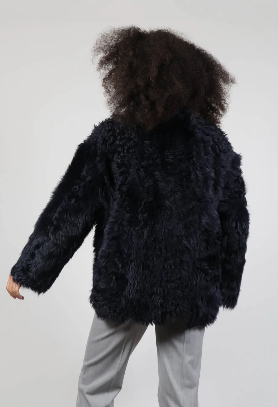 Dom Goor Coats^Reversible Shearling Coat with Fur Lining in Night Sky Navy