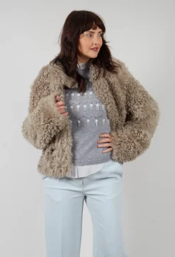 Dom Goor Coats^Reversible Sherling Jacket in Sandstone
