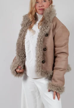 Dom Goor Coats^Reversible Sherling Jacket in Sandstone