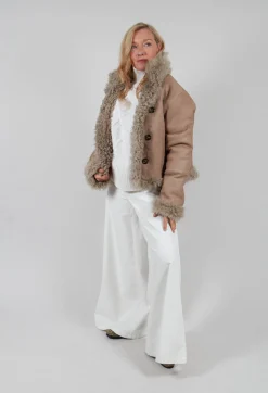 Dom Goor Coats^Reversible Sherling Jacket in Sandstone