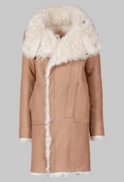 Dom Goor Coats^Reversible Toscana Coat with Fur Lining in Camel Cream