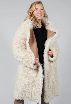 Dom Goor Coats^Reversible Toscana Coat with Fur Lining in Camel Cream