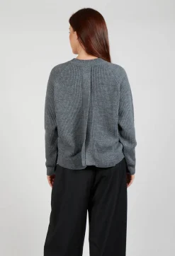 Mei Meij Jumpers^Ribbed Knit Jumper with Feature Pocket in Fumo and Stone