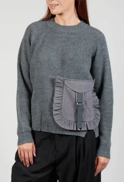 Mei Meij Jumpers^Ribbed Knit Jumper with Feature Pocket in Fumo and Stone
