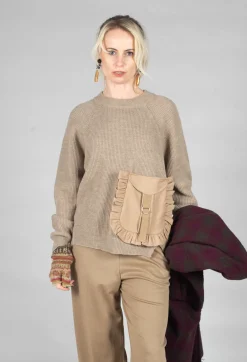 Mei Meij Jumpers^Ribbed Knit Jumper with Feature Pocket in Visone and Camel