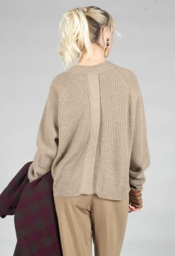 Mei Meij Jumpers^Ribbed Knit Jumper with Feature Pocket in Visone and Camel